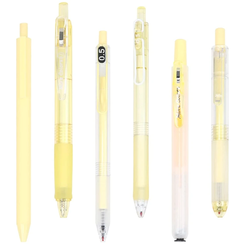 6 бр. гел химикалки, маркер дръжки 0,5 мм, Прибиращи дръжки-роллеры, черно мастило, Гладка дръжка за по-colorization на дневник, Рисуване драскулки, занаяти