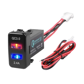 QC3.0 Зарядно за Кола С Два USB-Порта на Телефона Бързо Зареждане Автоматично Адаптер за Телефон 12 В 24 В Автомобил Запалката Зарядно Устройство За TOYOTA