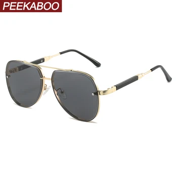 Слънчеви очила Peekaboo в голяма рамка, модерен мъжки аксесоари за шофиране, метални слънчеви очила за жени uv400, кафяв, черен, унисекс, лято 2023