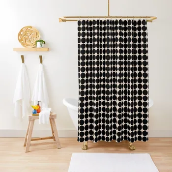 Модерна душ завеса за душ черен цвят и цвят на слонова кост средата на века, комплект за баня