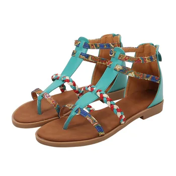 Нови летни сандали, дамски модни ежедневни плажни сандали на открито, цветен заключване, дамски обувки на равна подметка, големи размери 36-43