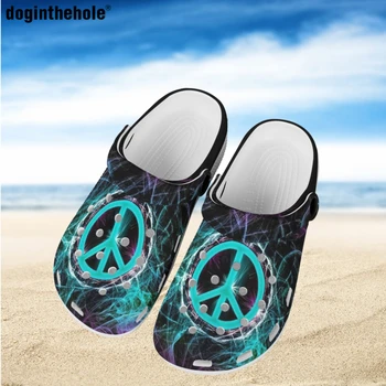 Doginthehole/ дамски летни обувки с дупки, дизайн на мир и любов, летни нови леки, дишащи сандали, градинска и плажна градински обувки