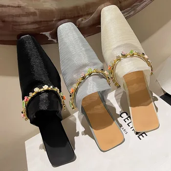 MKKHOU/ модни сандали; женски нови висококачествени елегантни чехли с кристали от лед на окото, банкет рокля; модерни джапанки Мюлер