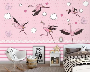 beibehang papel de parede Тапети за детска стая по поръчка тапети с фламинго начало декор на домашен интериор стенни хартия от папие-маше 3d