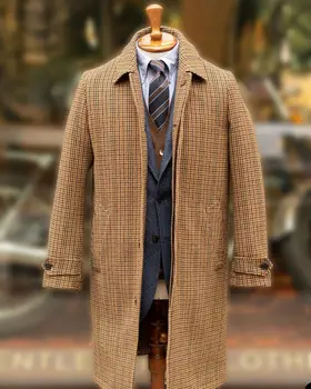 Мъжки официален оборудвана костюм в клетката, кафяв блейзър, бизнес палто, яке, ежедневни блузи, официален velvet сако, палто, яке, топ за бала