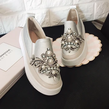 Нови обувки Lefu, малки бели обувки от естествена кожа, дамски ежедневни тънки обувки