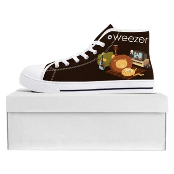 Маратонки Weezer Pop, Rock Band с високо берцем, висококачествени мъжки и женски парусиновые маратонки за тийнейджъри, ежедневни обувки за чифта обувки по поръчка в бял цвят