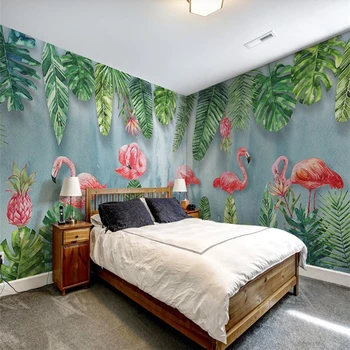 wellyu скандинавските модерни минималистичные растения с ръчно рисувани фламинго на цялата стена на къщата, с големи стенни тапети papel de parede