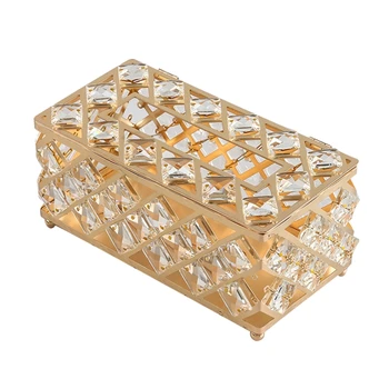 Кристален кутия за салфетки с капак Правоъгълна декоративен държач за кърпички за своята практика