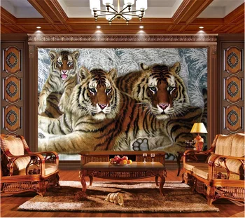 тапети wellyu по поръчка, 3D семейство тигри, топло група, на фона на дивана, на фона на всекидневна, спалня, тапети