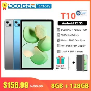 Таблет DOOGEE T10 8 GB RAM И 128 GB ROM 10,1 инча, FHD IPS + 1920*1200 Дисплей Таблети 13 MP Камера 8300 ма 4G LTE Android 12 Pad