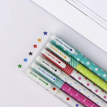 Писалка за писане Корейски Канцеларски материали Скъпа мультяшная цветен гел Писалка Creative 6 Цветни черни дръжки Star 6 комплекта учебни инструменти на Едро