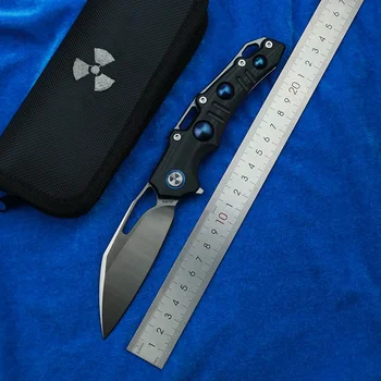 LEMIFSHE JR3502 сгъваем нож с острие D2 с дръжка Mikata за къмпинг, риболов, оцеляване, чанта-нож