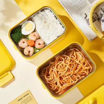 Обяд-кутия от неръждаема стомана Bento Box Зеленчуци, плодова салата, чаша за запазване на свежестта, Запечатани Кутия за съхранение на продукти за къмпинг, пикник