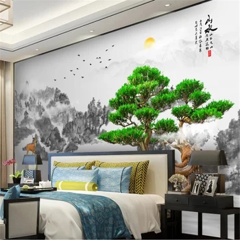 beibehang Индивидуална голяма фреска китайската абстрактна художествена концепция добре дошли Songshan water живопис стенопис TV background wall