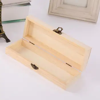 Дървена кутия с ръчно изработени, опаковъчна хартия, Канцелярский куфар, Заключващи Преносим Правоъгълен Дървен молив случай за рисуване за деца