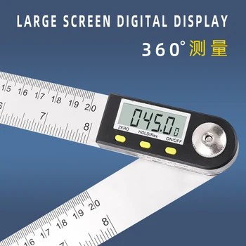 Ъглова владетел с дигитален дисплей от неръждаема стомана 200 мм, Ветроходство, линия, Инструмент за измерване на ъгъл 360 градуса Digital Angle Me