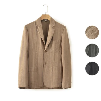 Модно мъжко свободно ленено палто за бизнес ежедневни облекла - 98% лен-Нов прием!