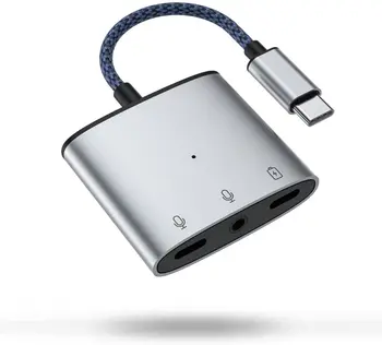 Адаптер за слушалки TypeC-3,5 мм, Двоен аудио жак със Зареждането на PD, Максимална Мощност 60 W, Съвместим с Samsung, 2018 iPad Pro USBC Mobile