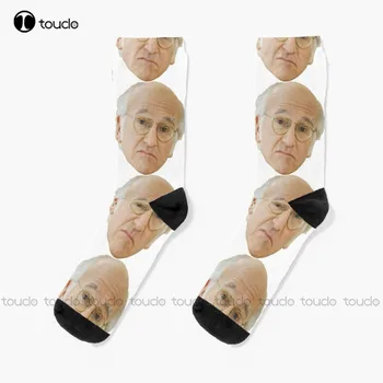 Нов мем Лари и Лари Дейвид, Дейвид Класическо лицето на Стареца Смешни Чорапи Чорапи за момчета Персонализирани потребителски чорапи за възрастни Унисекс