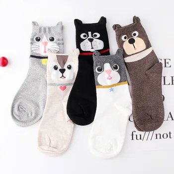 Красиви дамски чорапи с мультяшными уши котенца дамски чорапи корейската версия дезодорантных чорапи Стерео чорапи с мультяшными животни ЛИДЕР в продажбите