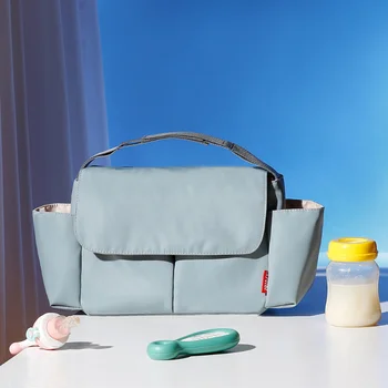 Чанта за бебешки шишета, чанта за количка, богат на функции водоустойчива найлонова чанта за детска количка, чанта за майката, аксесоари за колички 36x11,5x17 см