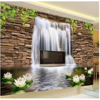 beibehang Тапети по поръчка на големи водопад лотос 3D TV фон на стената на хола на декоративна живопис papel de parede