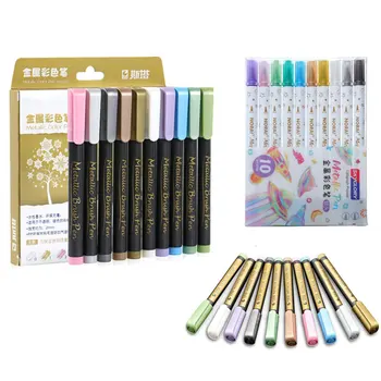 Набор от маркери 10 на цветовете, цветните дръжки с двойни връхчета, връхчета на Различни цветове за бележки на учителите и учениците