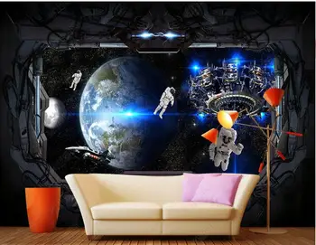 тапети снимка 3d стенни рисувани по поръчка на Астронавтите от космическата планетата фон хол начало декор тапети за стените, 3d спалня