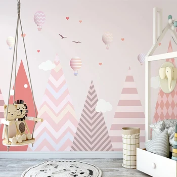 Потребителски стенни тапети Скандинавски розово Геометричен балон Абстрактна фреска, всекидневна, Детска Стая за момичета Papel De Parede