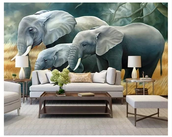 beibehang Модерен класически декоративна живопис стерео тапети креативна ръчно рисувани слон летяща птица фонови картинки