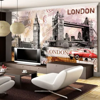 Европейски стил ретро Архитектура Лондон Тауър бридж Фотообои Ресторант, Клубове, KTV Бар Креативен интериор 3D Стенопис W