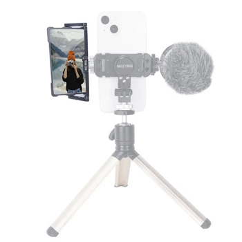 Niceyrig Сгъваем Селфи Videoblog За Филмопроизводство Огледален Монитор с Откидывающимся Екран за iPhone 14/13/12/11 Pro Max Galaxy S22 HUAWEI Android