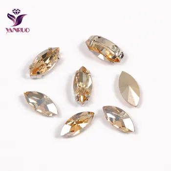 YNARUO 4200 Navette Златна сянка, необикновени кристали, кристали във формата на ноктите, настройки за бродерия, камъни за бродерия