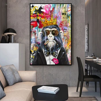 GATYZTORY Рамка Графити Орангутан Картини с маслени Бои върху платно Цветни Животни Модерна Боя Номер За Домашно Стенни Декоративни Изкуства