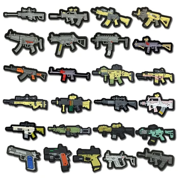 3D PVC Форма на пистолет Военна нашивка с цип за плетене на една кука, нашивка, бойни гумени икони за облекло, Чанта, раница, яке, Директна доставка