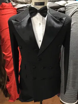 Поръчкови, най-новият специален дизайн, черни жакард модерни сватбени костюми, мъжки официални смокинги за младоженеца, оборудвана смокинг за бала, мъжко сако, само яке