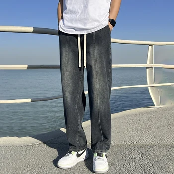 Марка TFETTERS, младежки модерни мъжки дънки 2023, нови дънки в стил ретро наклон цветове за мъже, средна талия, без дантела, широки дънки за мъже