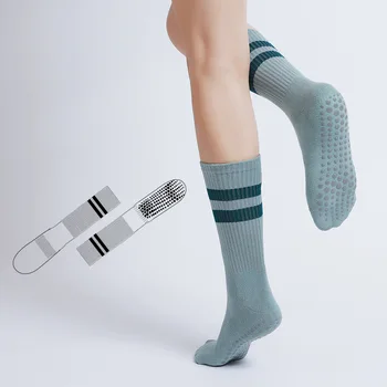 Нескользящие чорапи за йога, професионални дамски чорапи за пилатес е със средна дължина, нескользящие спортни чорапи над коляното за фитнес, чорапи със средна дължина