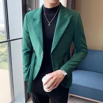 2023 Висококачествен нов сако, от бутик британски есенно-зимни панталони, висококачествен двубортный мъжки блейзър за младоженеца в корейски стил
