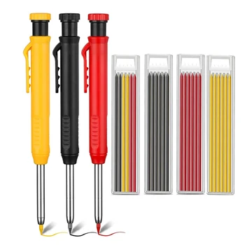 Солиден Набор от моливи за Дърводелец, Дървообработващи механичен Молив, 3 цвята, Комплект инструменти за маркиране на проекти за арх Дърводелец