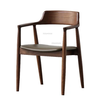 Трапезни столове от масивно дърво в скандинавски стил за дома мебели, столове за ресторант, с гръб, просто подлакътник, домакински и кухненски кът стол