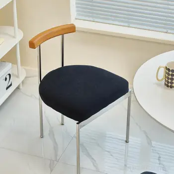 Ретро лесен луксозен стол за хранене, скандинавски домакински стол с облегалка от масивна дървесина, обикновен модерен дизайнерски стол