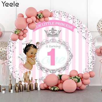 Yeele Photocall 1st Birthday Backgrounds Розова ивица в грах Декор за парти в чест на рождения ден на детето Индивидуална фонова снимка фотографско студио