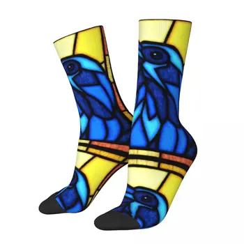 Забавен луд чорап за мъже със стил Гарван с оцветени стъкло в стил хип-хоп, ретро The Raven Happy, безшевни компрессионный чорап с принтом за момчета, компрессионный чорап за екипажа