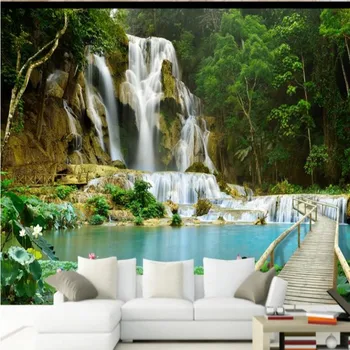 beibehang потребителски фотообои голяма фреска, стерео модерен пейзаж фон с водопад тапети за стените, 3 d papel de parede