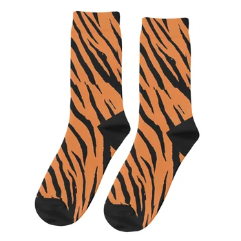 Тигрови оранжево и черно забавни мъжки чорапи в стил ретро с мультяшными животни в стил хип-хоп, ново, подарък чорап за екипажа, с чертеж