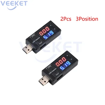 2 ЕЛЕМЕНТА Тестери за измерване на ток и Напрежение 3-9, 3-Позиционен USB Порт С Точно Калибриране на Ток, Червено и синьо дисплей