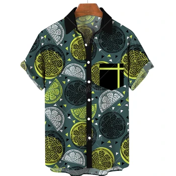 Хавайска риза с къс ръкав и принтом, лятна социална готическата луксозно мъжко облекло, нова спортна риза Оверсайз, свободна и дишаща