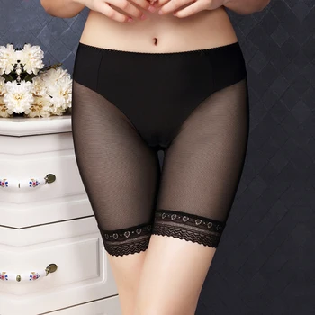 Нови секси женски защитни панталони със защита от изпразване, дантела и тънки дишащи и удобни безшевни къси панталони, чорапогащи, Свободен размер бял цвят